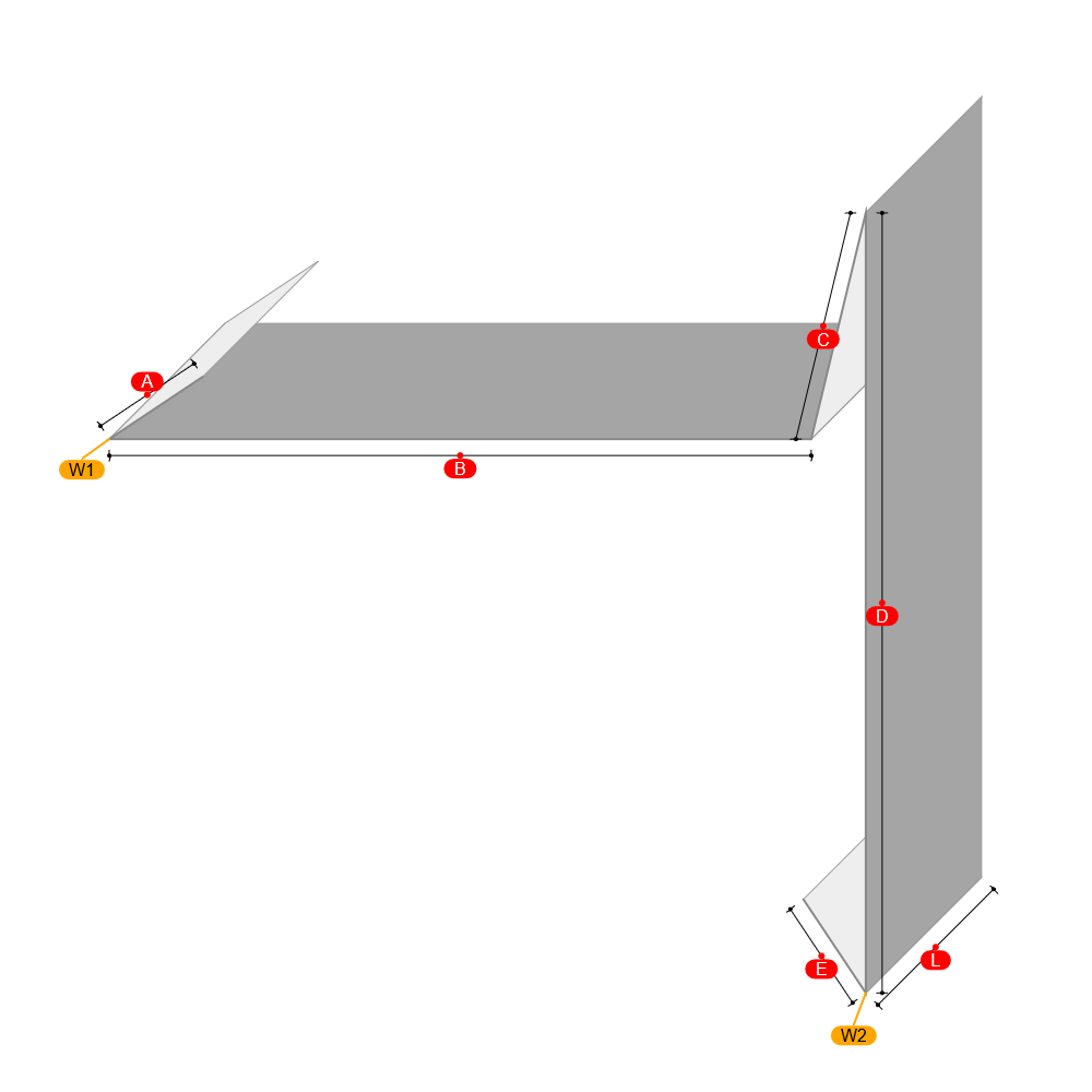 Ortgangblech mit Umschlag Zuschnitt 250 mm Länge 1 Meter PREFA Aluminium Prefalz P.10 0,7 mm Silbermetallic (RAL9006)